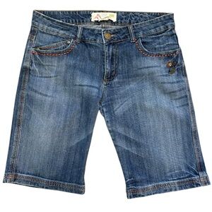 Vintage Farlow Jeans Low Rise Shorts Bermuda Style Embroidered Size 11 Juniors